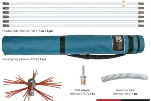 Kit de ramonage rotatif TORNADO PRO 17mm Rigide